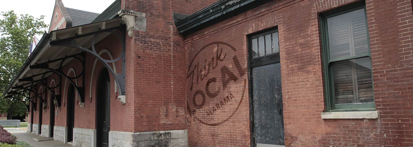 photo of a weathered brick building