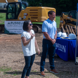 Guardian Credit Union’s Chief Experience Officer, Rachel Stewart, and CEO, Heath Harrell, at the Pine Level branch groundbreaking.
