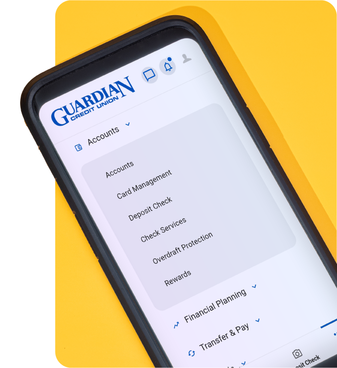 Guardian Credit Union app screen.