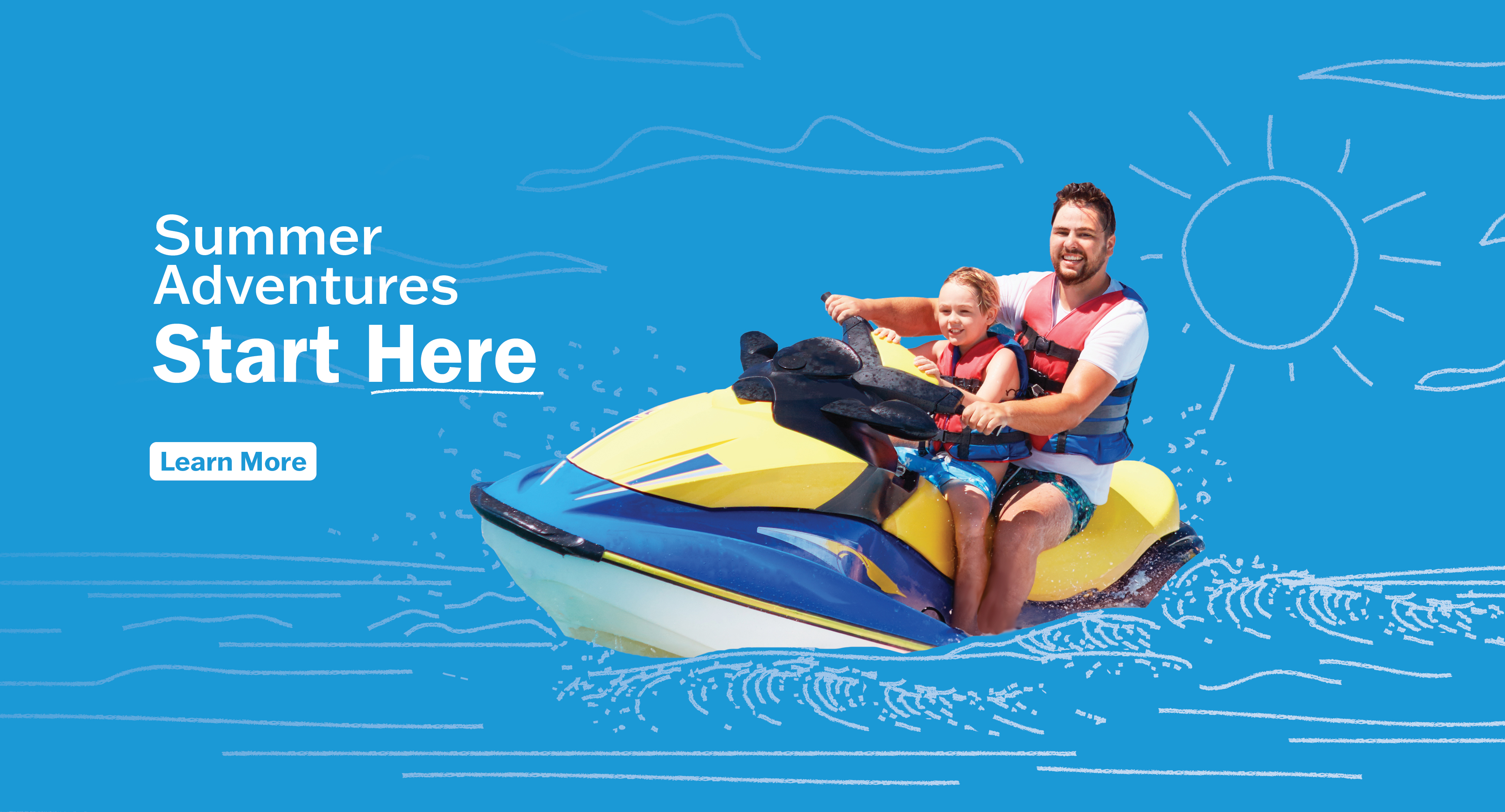 Guardian Summer Loans image. Father and son on waverunner