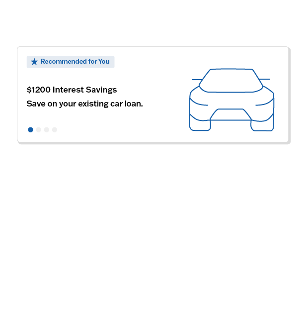 Illustration of a personalized savings offer on a car loan from Guardian CU credit score tool 