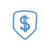 Money with shield icon