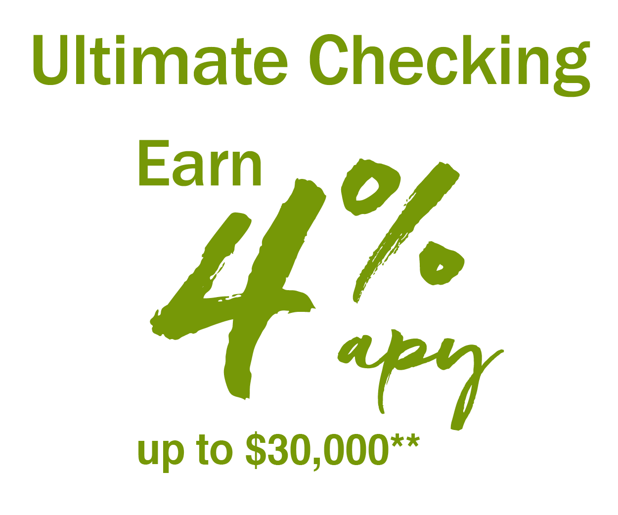 Ultimate Checking Earn 4% up to $30,000 **